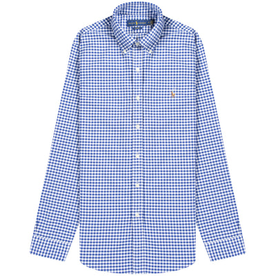 Polo Ralph Lauren 'Slim Fit' Gingham Oxford Shirt Blue/White