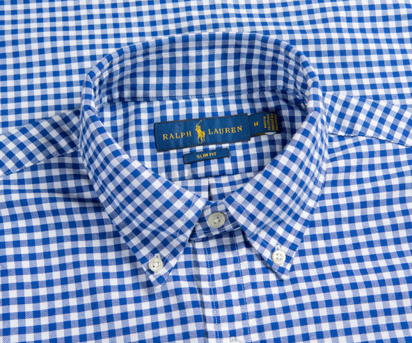 Polo Ralph Lauren 'Slim Fit' Gingham Oxford Shirt Blue/White