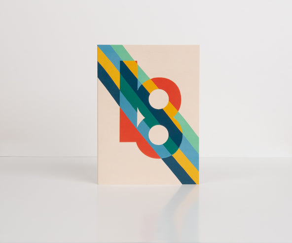 Raspberry Blossom '18' Bold Stripe Birthday Card