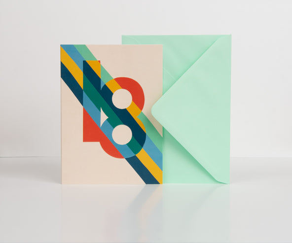Raspberry Blossom '18' Bold Stripe Birthday Card
