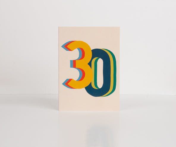 Raspberry Blossom '30' Colourful Birthday Card