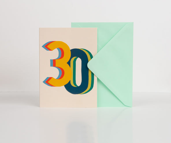 Raspberry Blossom '30' Colourful Birthday Card