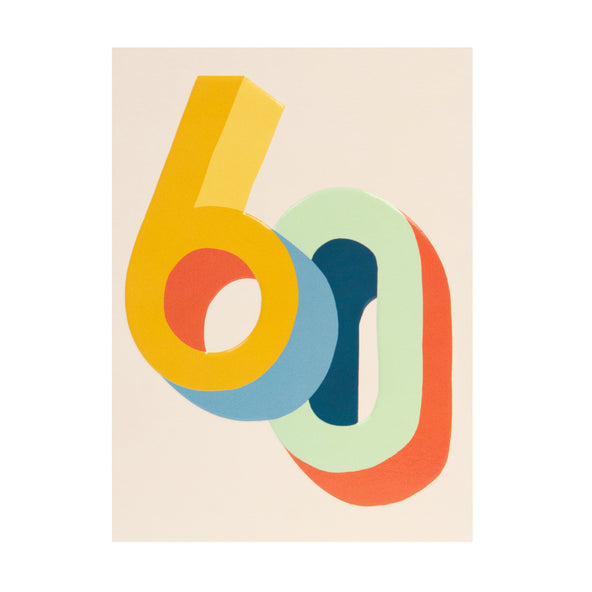 Raspberry Blossom '60' Bright Colourful 3D Birthday Card