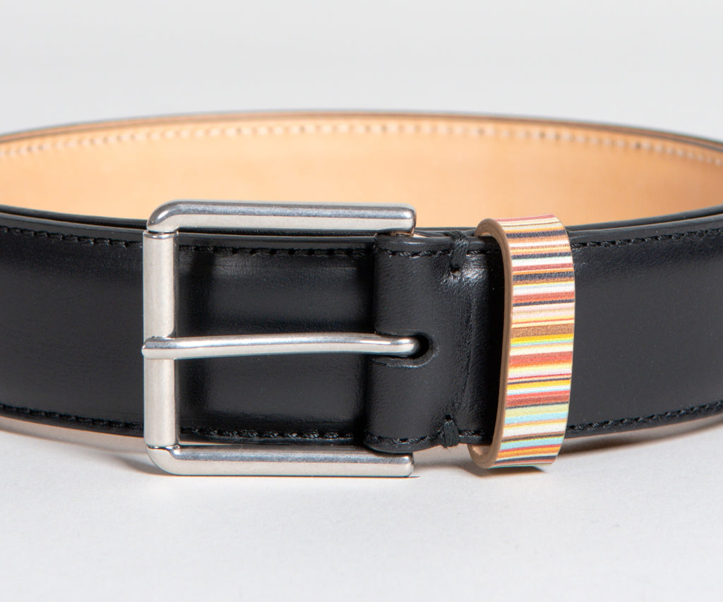 Paul Smith Signature Multi Stripe Keeper Belt Black