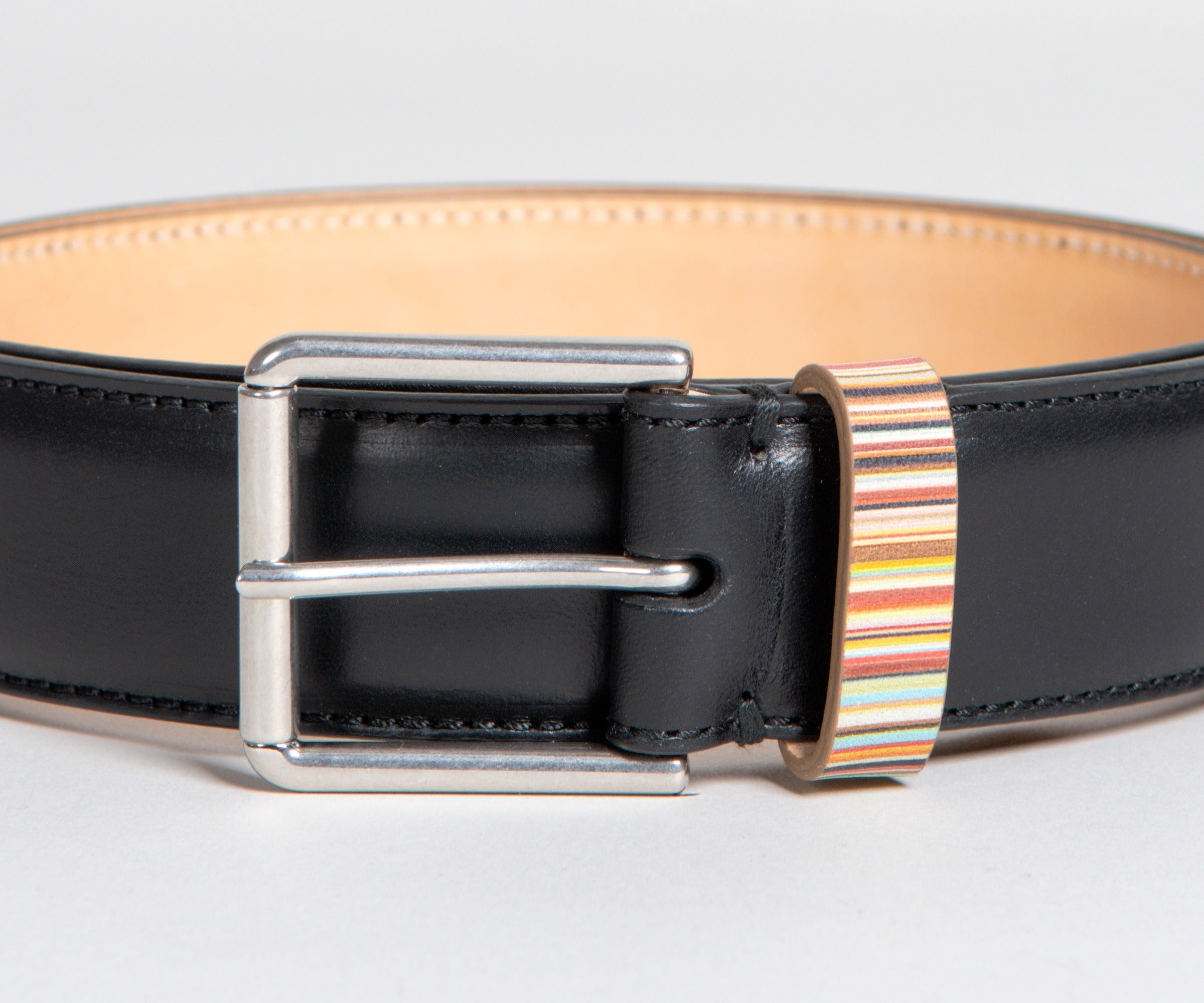 Paul Smith Signature Multi Stripe Keeper Belt Black