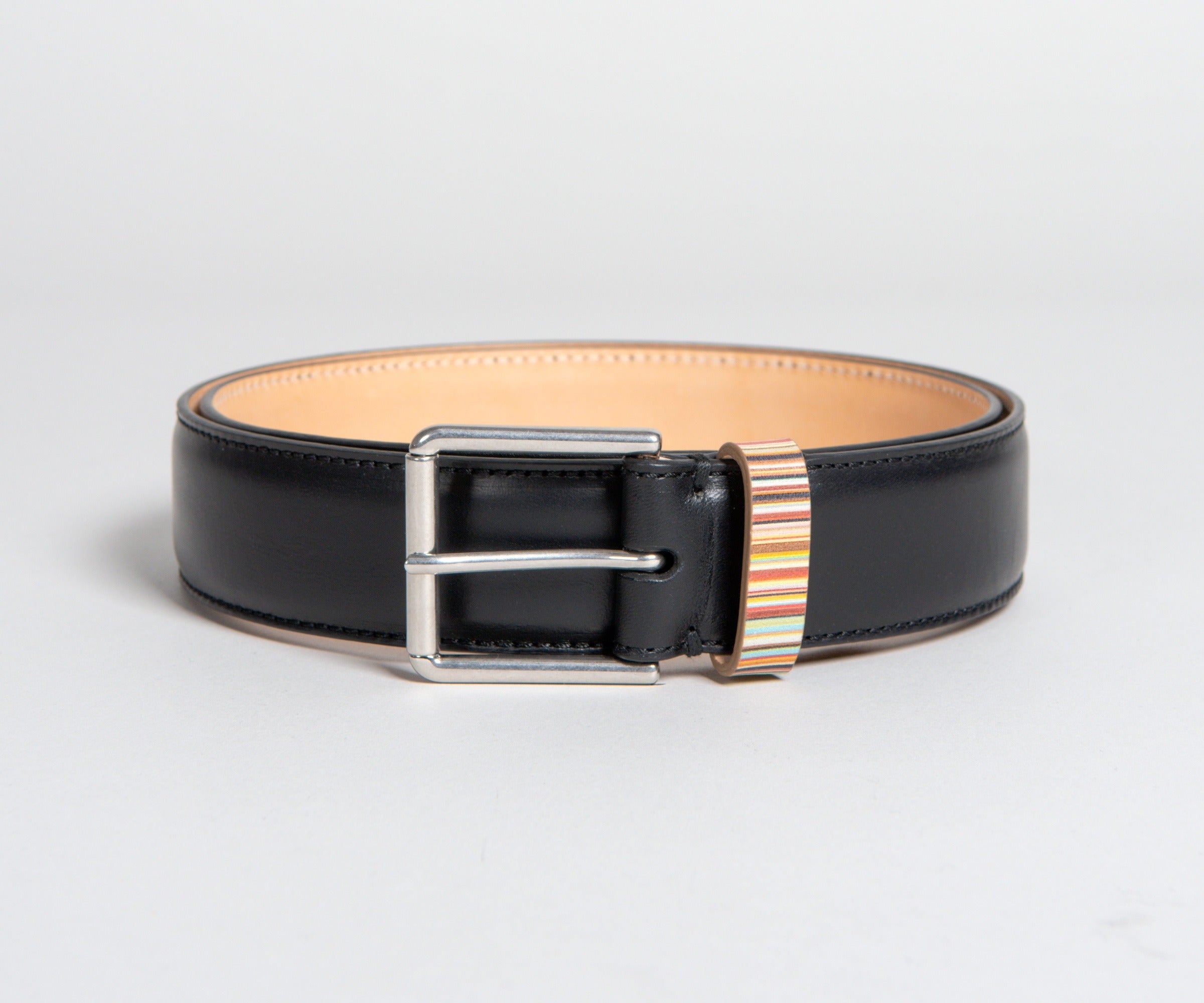 Paul Smith Signature Multi Stripe Keeper Belt Black