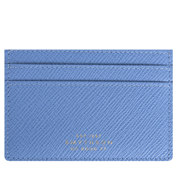Smythson Flat Leather Card Holder Blue