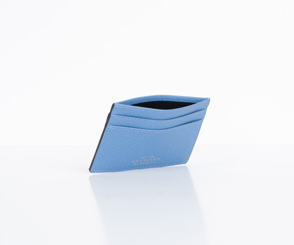 Smythson Flat Leather Card Holder Blue