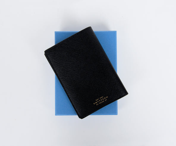 Smythson Passport Leather Cover Black