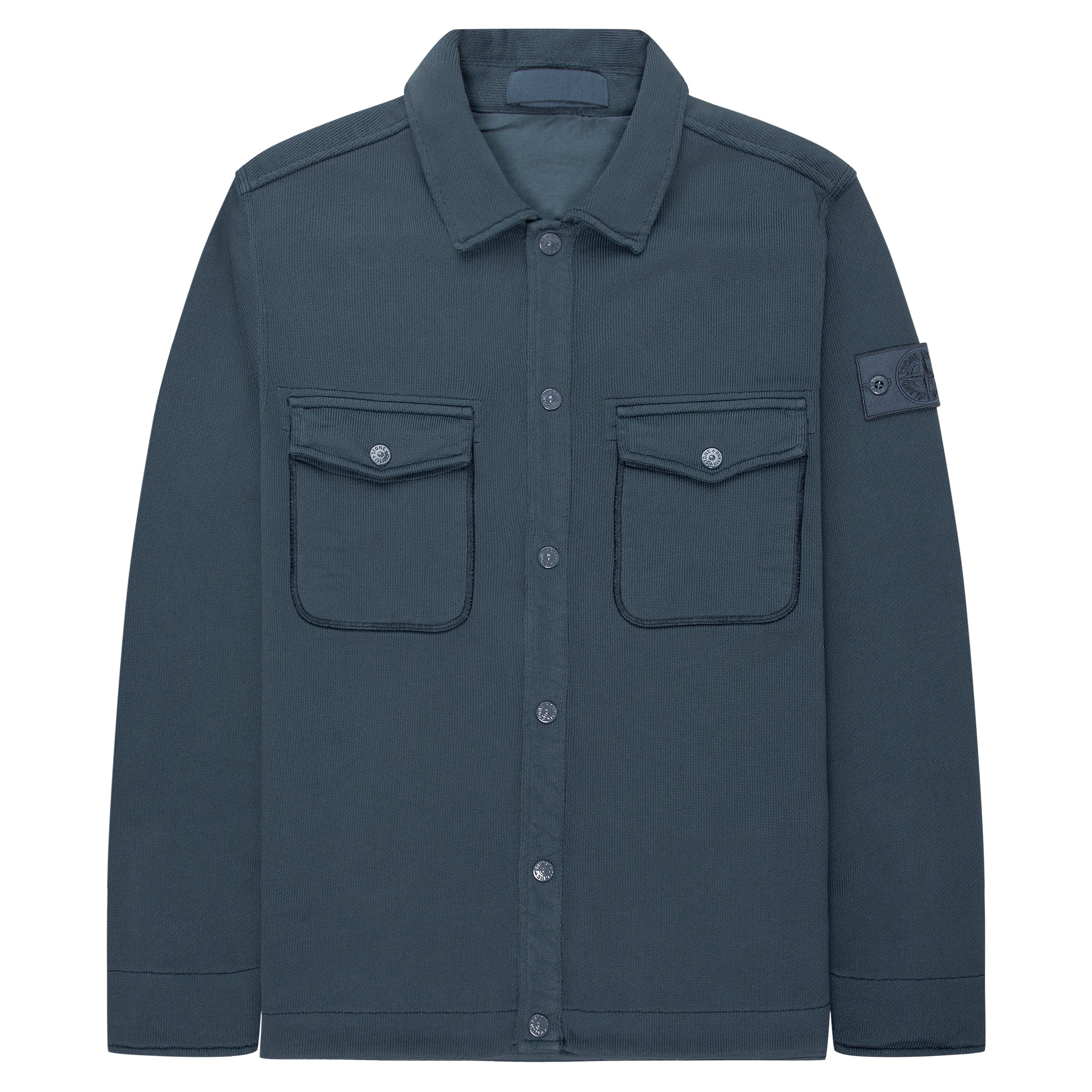 Dark gray jacket with two front pockets on a white background