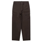 Dark brown cargo pants on a white background