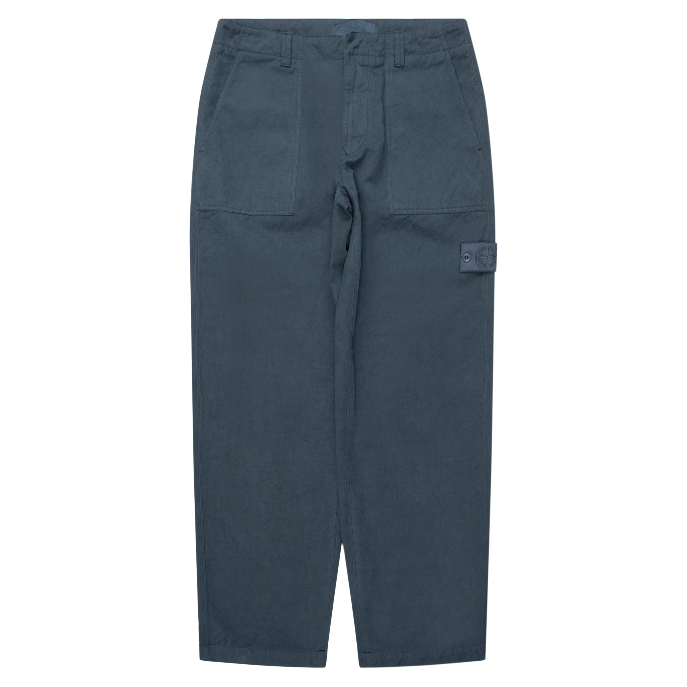 Dark gray pants with multiple pockets on a white background