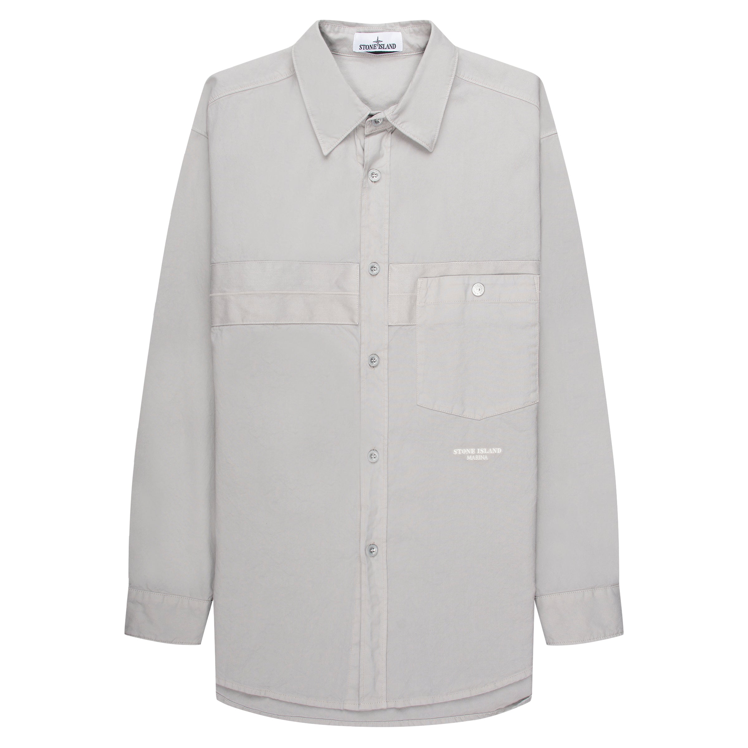 Gray shirt with a brand logo on a white background