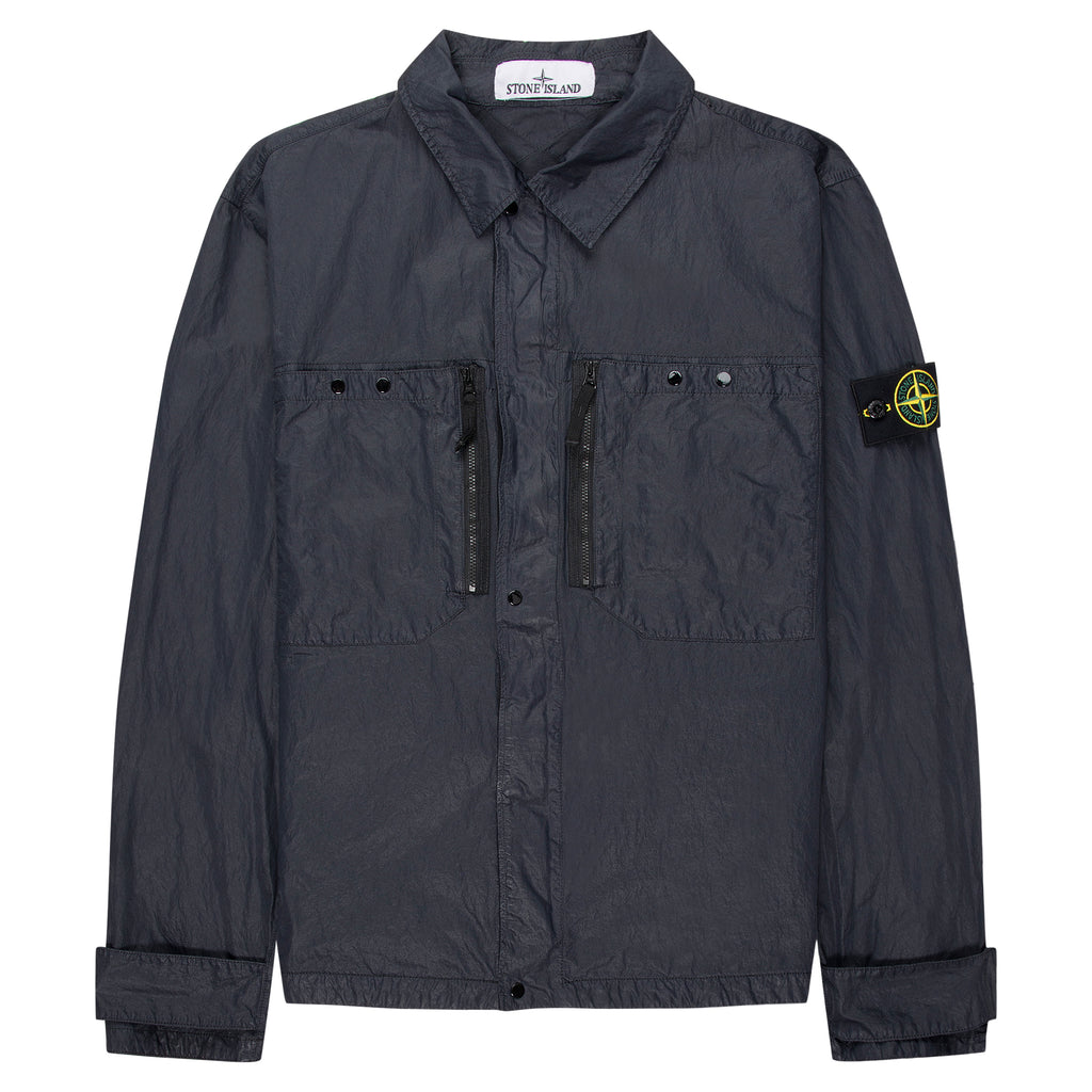 Dark gray jacket with a brand logo on a white background