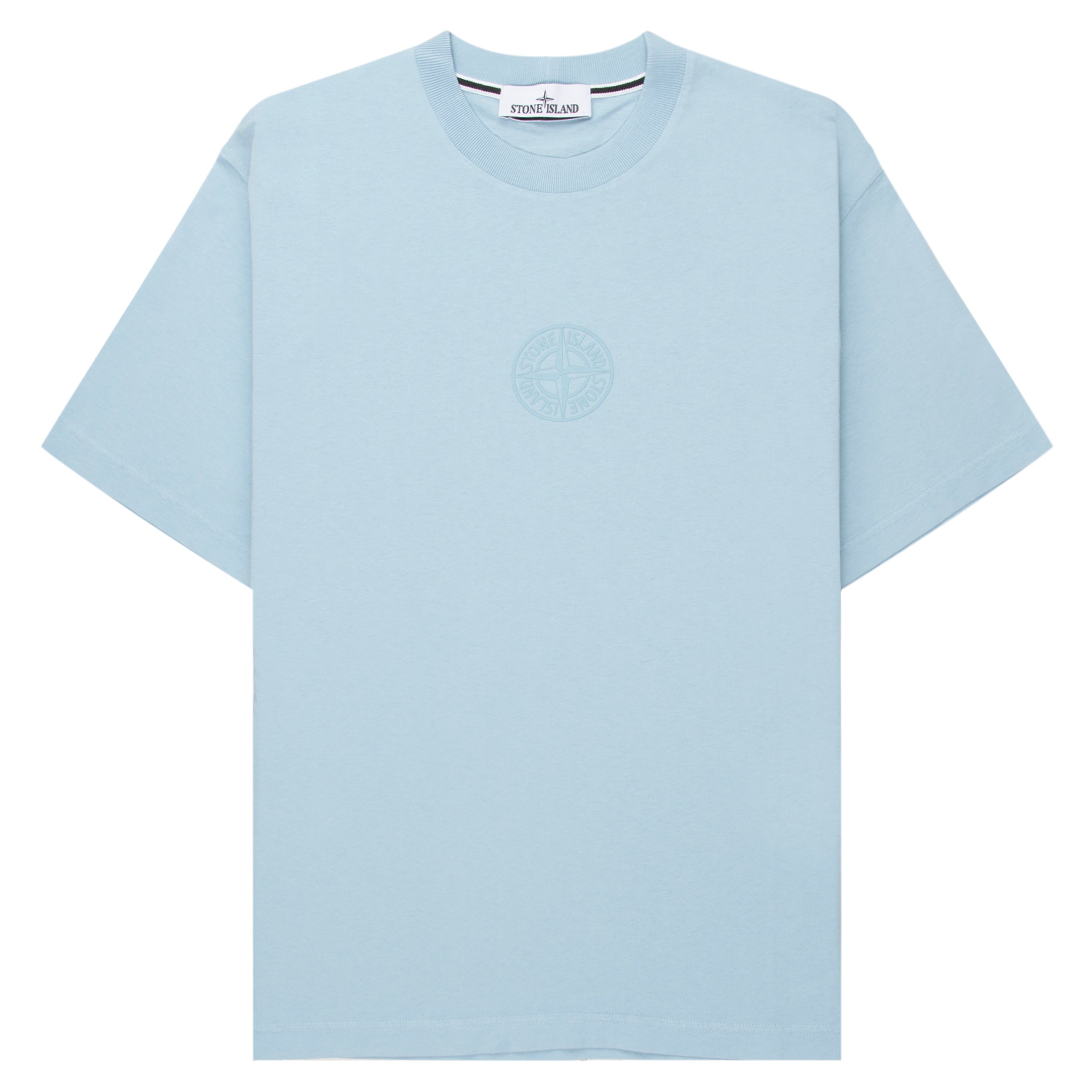 Light blue t-shirt with a logo on a white background