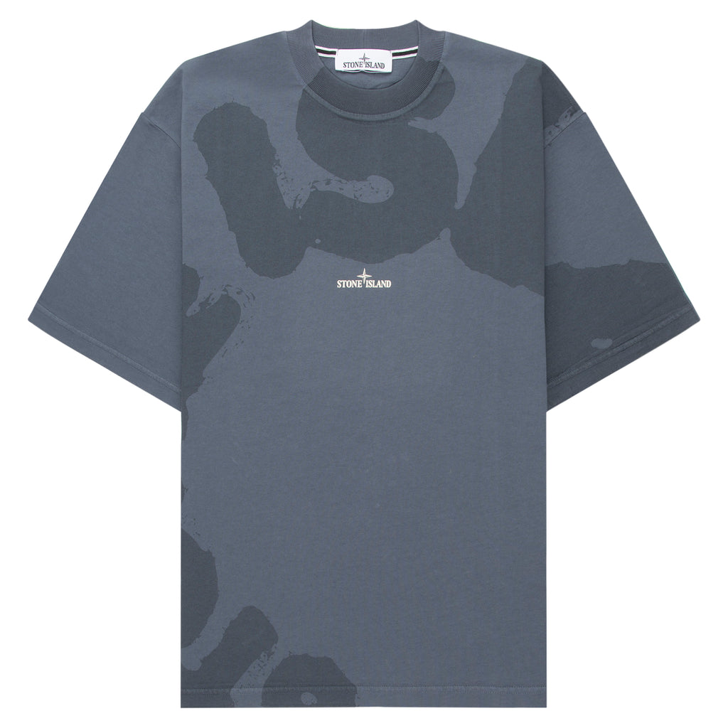 Gray camouflage t-shirt with Stone Island logo on a white background