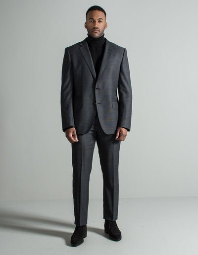 HUGO BOSS Huge6/Genius5 Birdseye Suit Charcoal