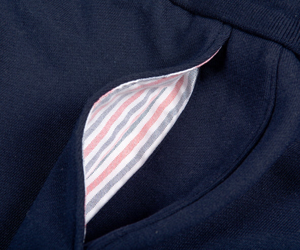 Thom Browne 'COTTON LOOPBACK KNIT' ENGINEERED 4-BAR SWEAT SHORTS NAVY