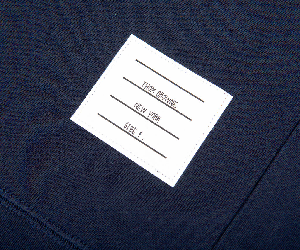 Thom Browne LOOPBACK JERSEY KNIT 4-BAR CREW NECK SWEATSHIRT NAVY
