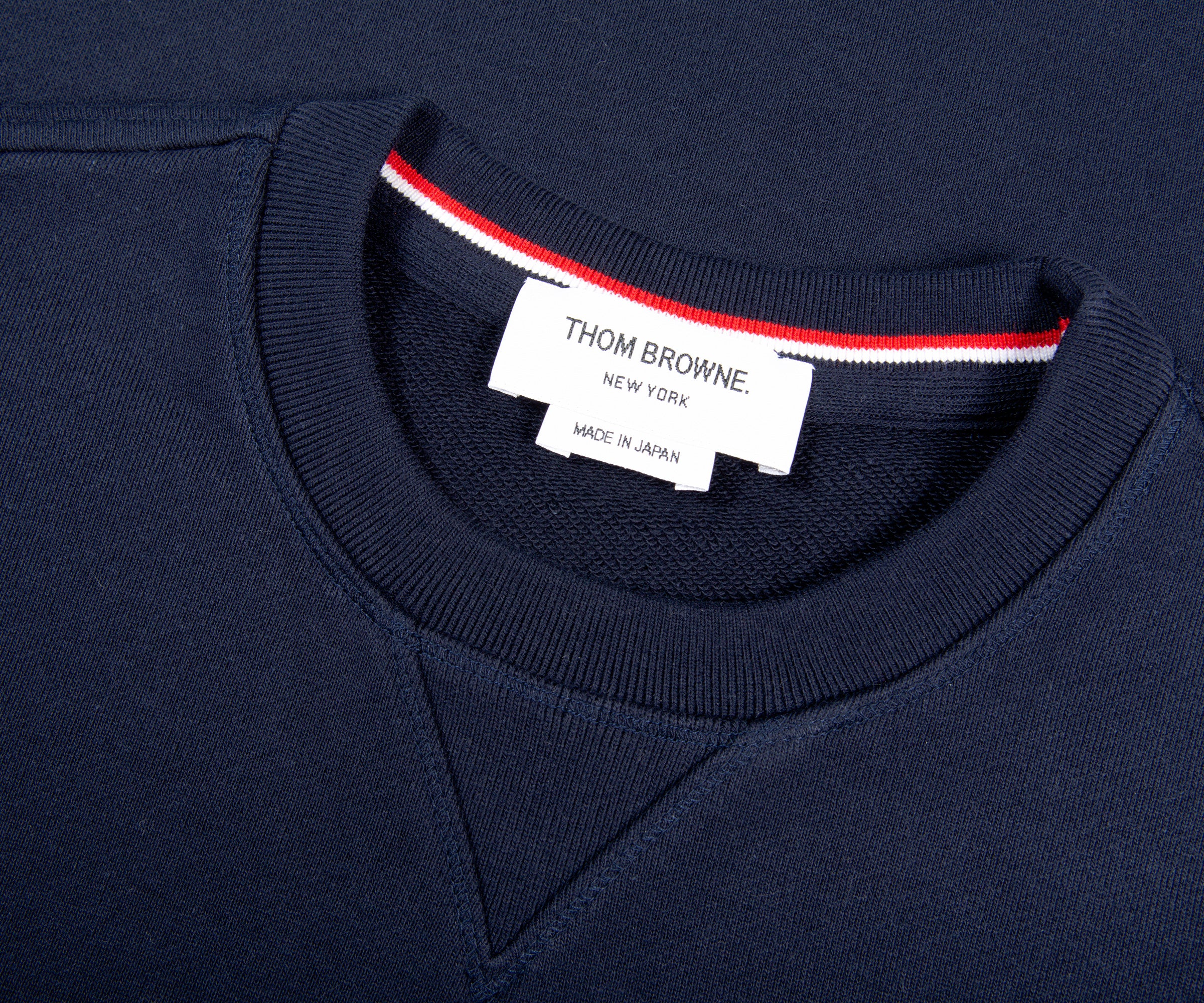 Thom Browne LOOPBACK JERSEY KNIT 4-BAR CREW NECK SWEATSHIRT NAVY