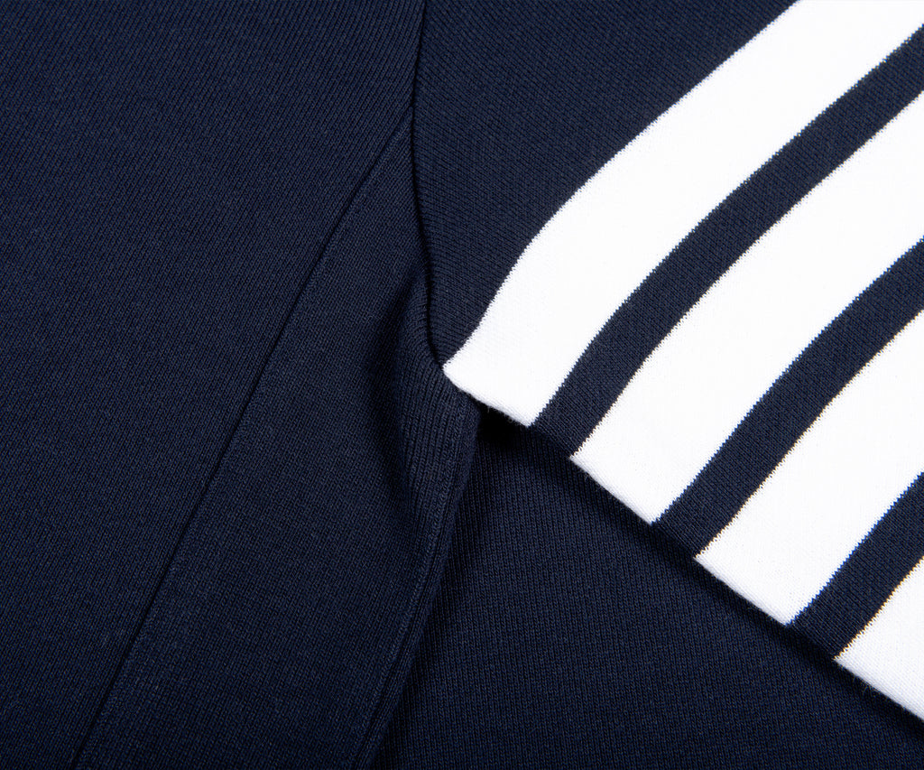 Thom Browne LOOPBACK JERSEY KNIT 4-BAR CREW NECK SWEATSHIRT NAVY