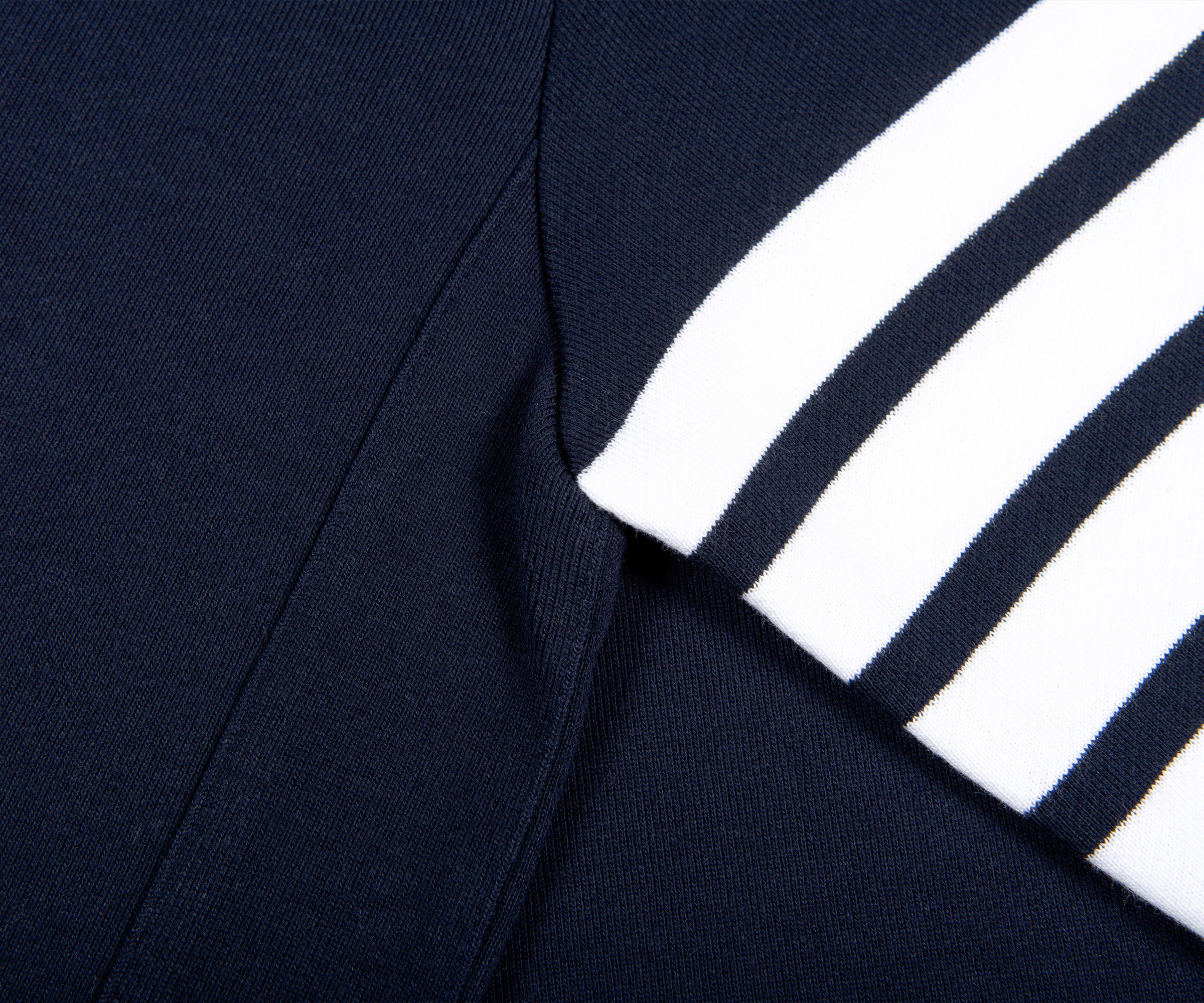 Thom Browne LOOPBACK JERSEY KNIT 4-BAR CREW NECK SWEATSHIRT NAVY