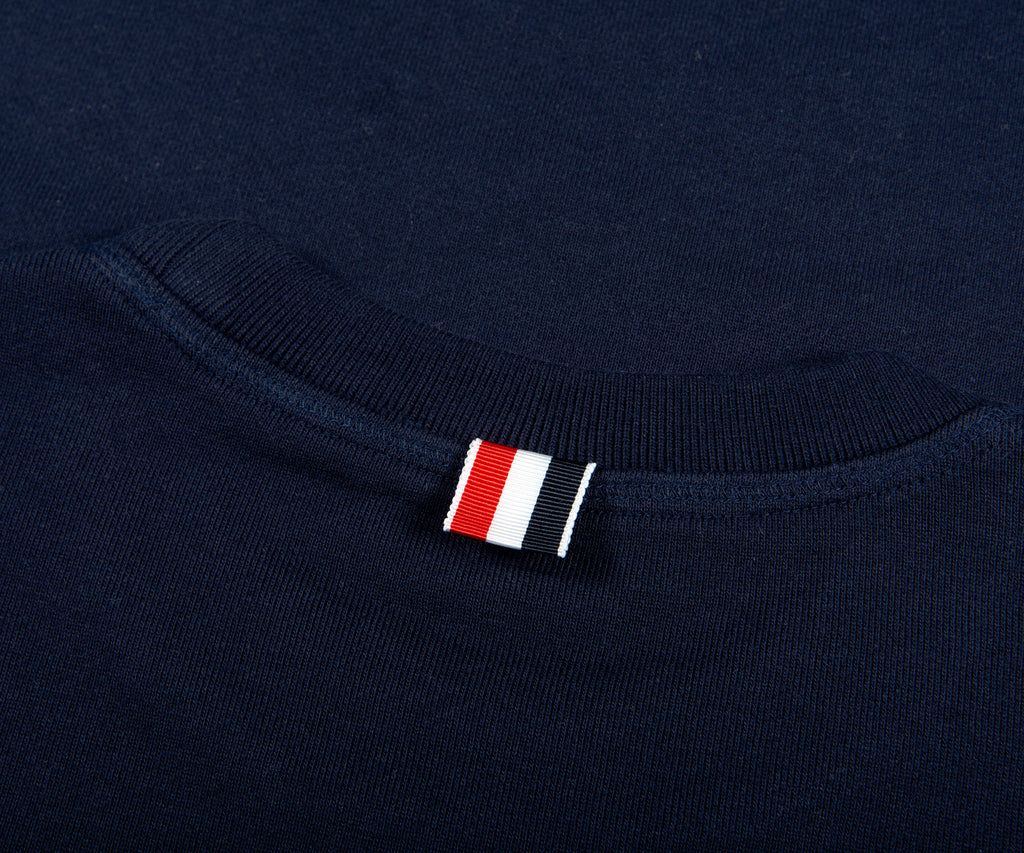 Thom Browne LOOPBACK JERSEY KNIT 4-BAR CREW NECK SWEATSHIRT NAVY