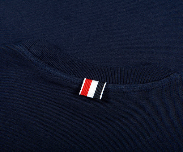 Thom Browne 'LOOPBACK JERSEY KNIT' 4-BAR CREW NECK SWEATSHIRT NAVY