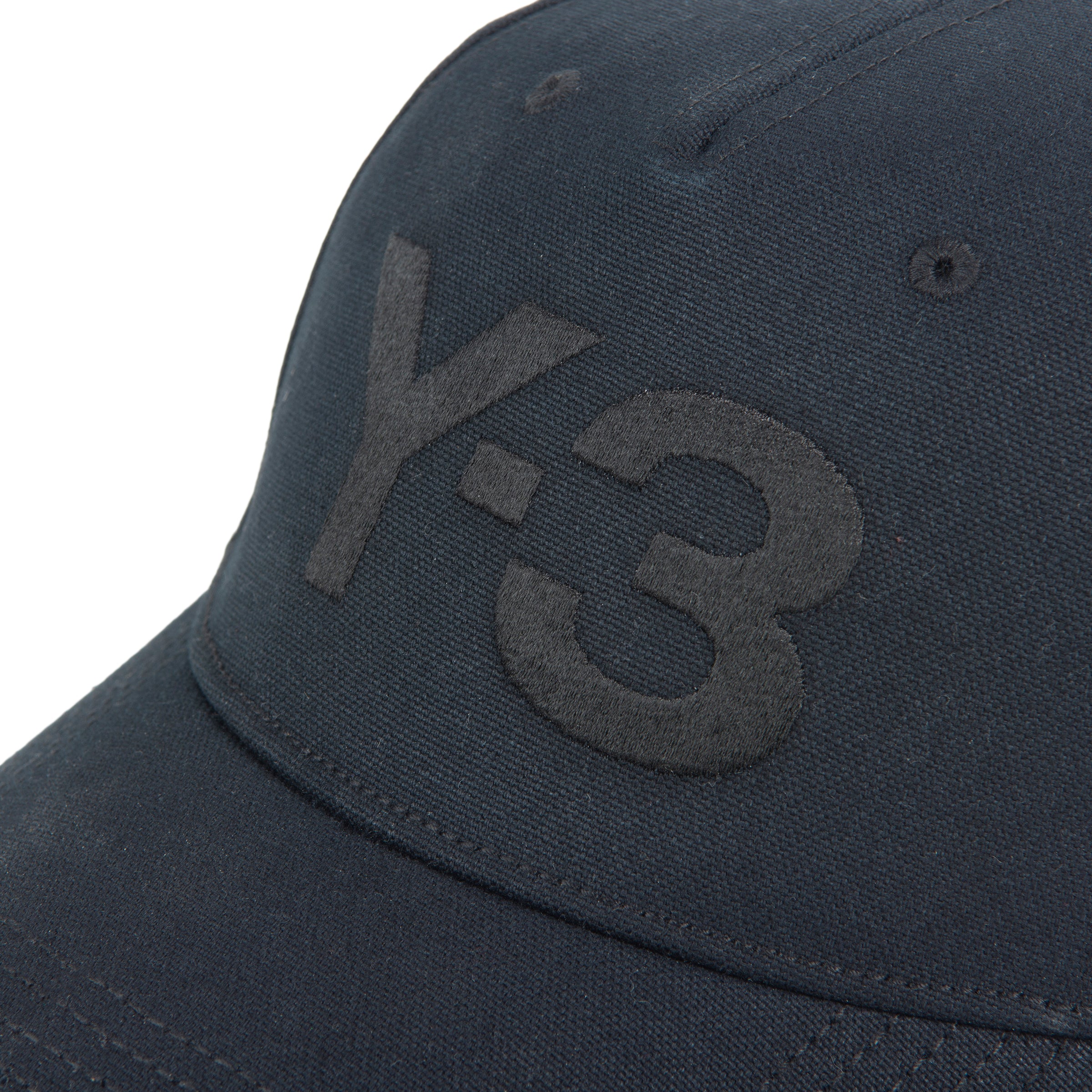 Black cap with a logo on a white background