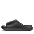 Navy blue slide sandal on a white background