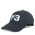 Y-3 black and white cap with large front logo, curved brim and adjustable strap closure