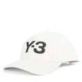 White cap with black logo on a white background