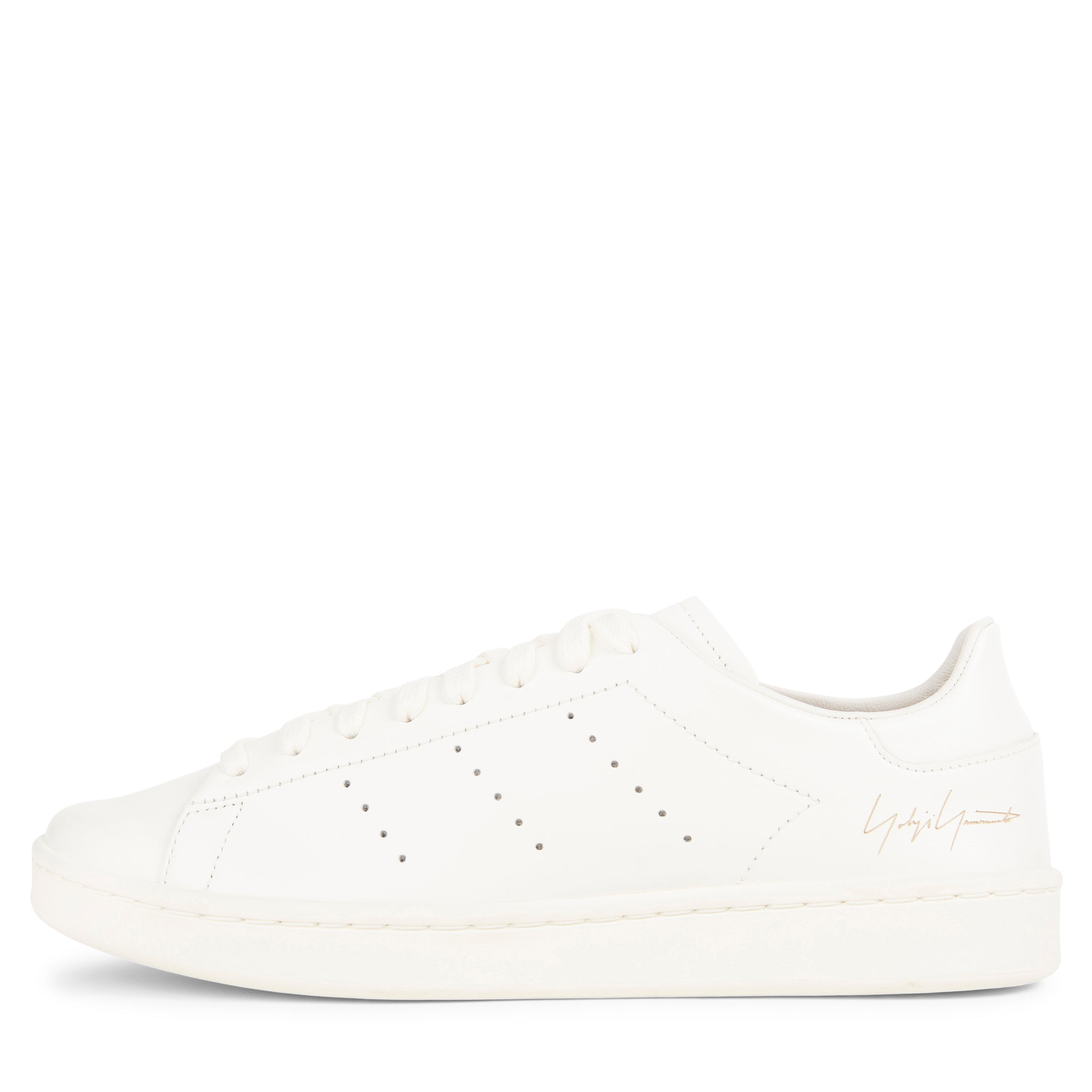 Y-3 off white Stan Smith trainers with minimalist leather upper, perforated detailing and clean low-top silhouette