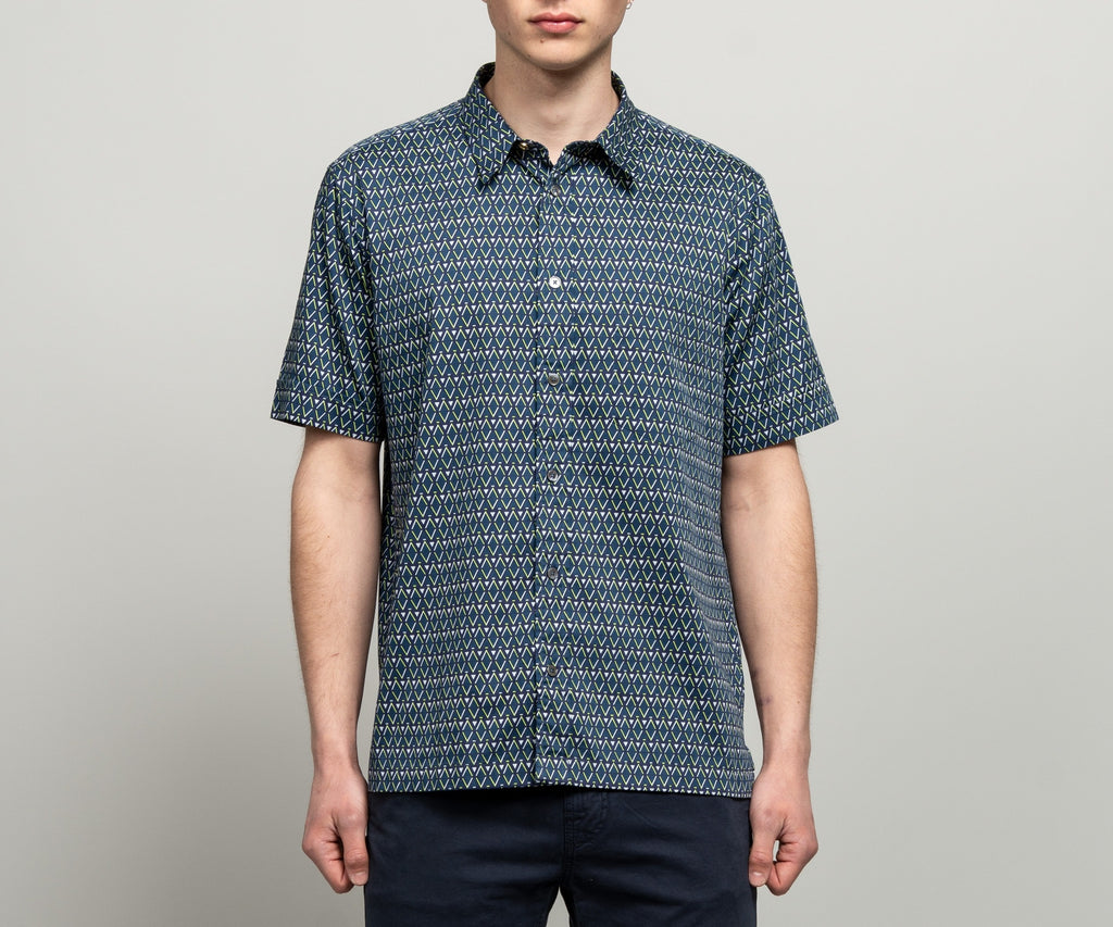 Paul Smith Zig Zag Cotton Print Shirt Green