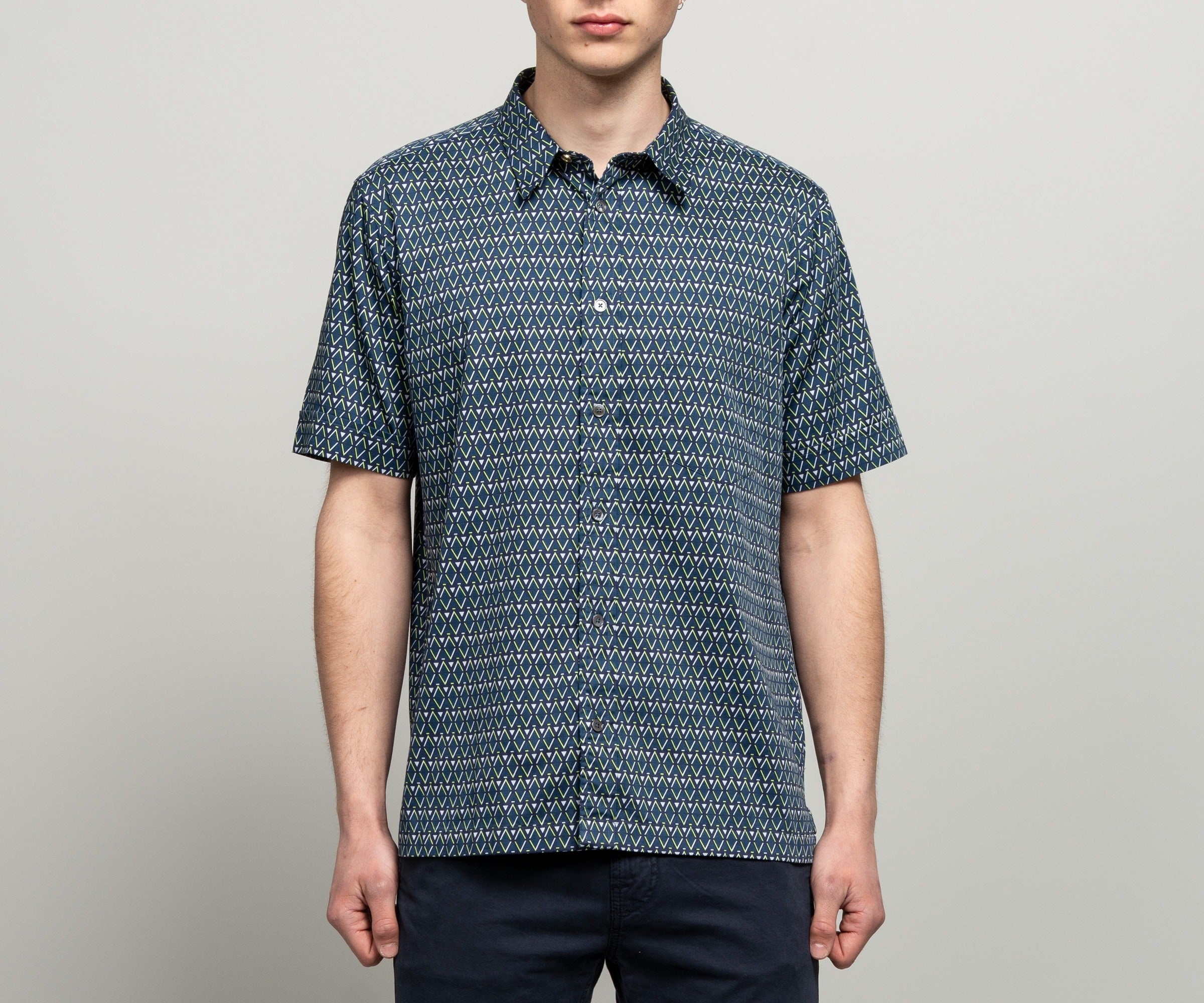 Paul Smith Zig Zag Cotton Print Shirt Green