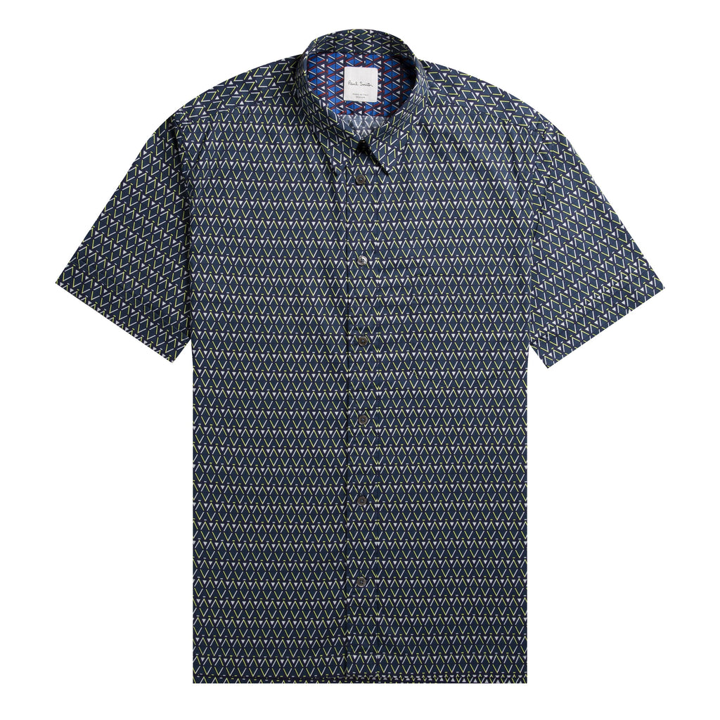 Paul Smith Zig Zag Cotton Print Shirt Green