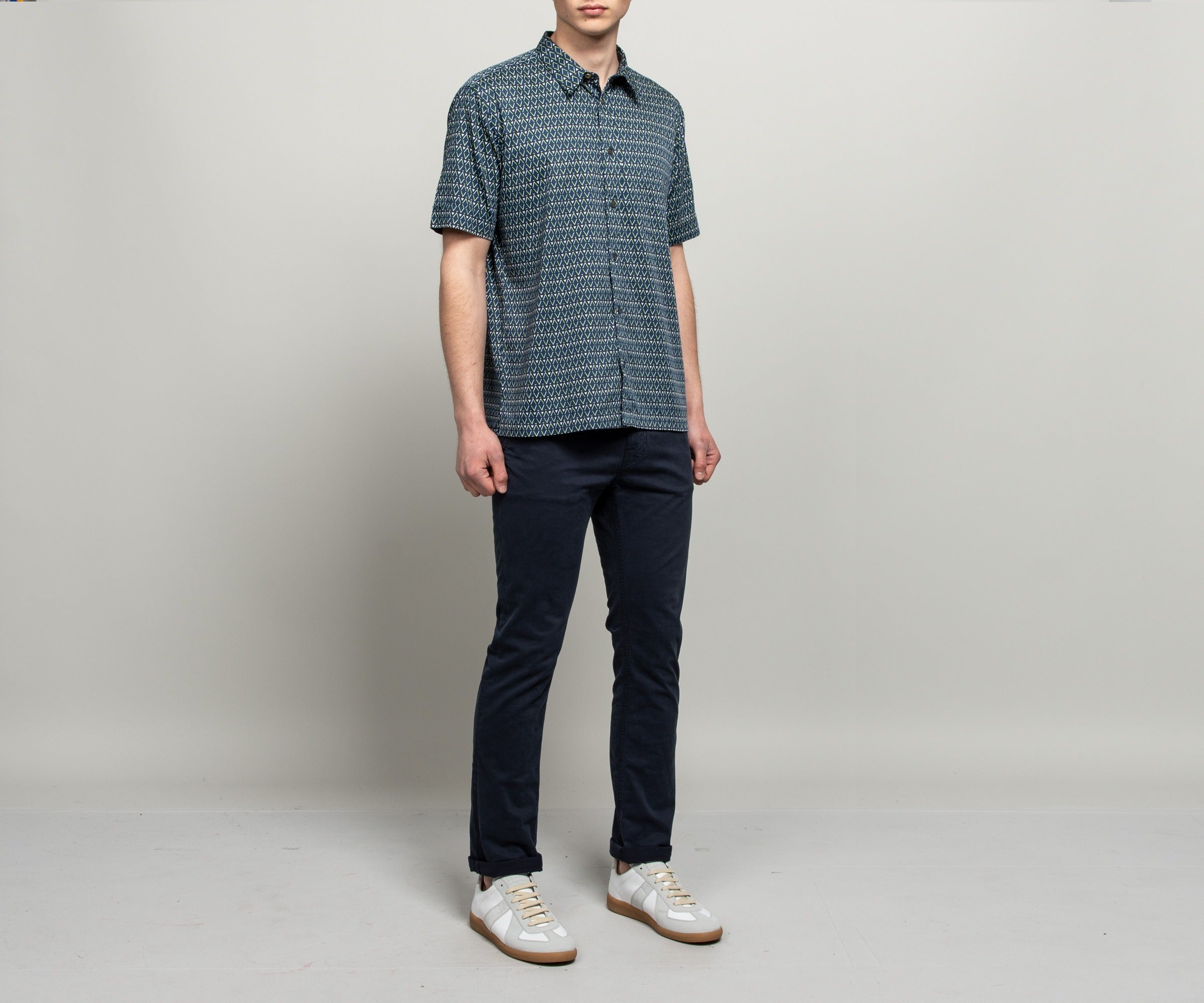 Paul Smith Zig Zag Cotton Print Shirt Green
