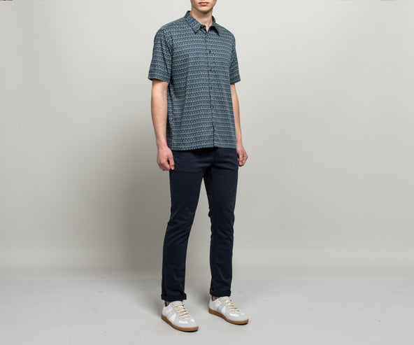 Paul Smith Zig Zag Cotton Print Shirt Green