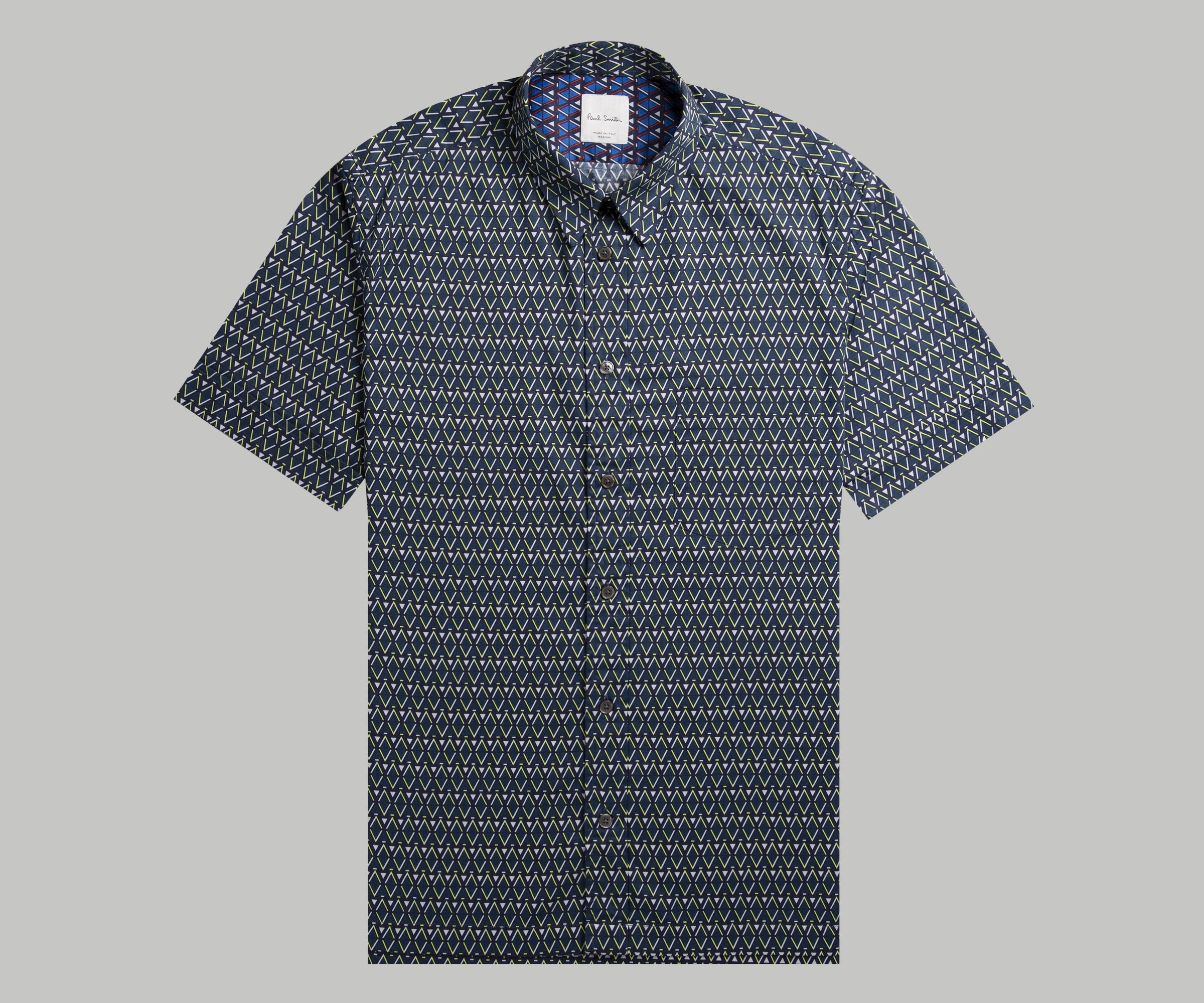 Paul Smith Zig Zag Cotton Print Shirt Green