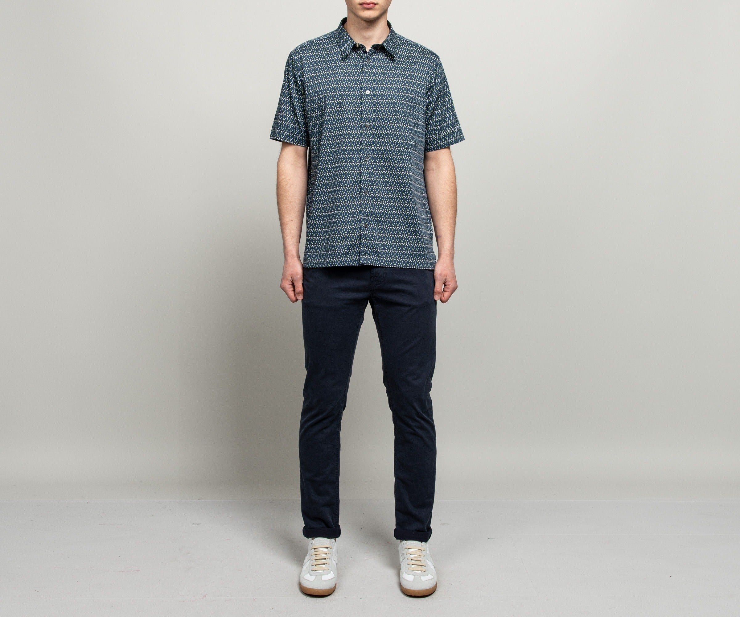 Paul Smith Zig Zag Cotton Print Shirt Green