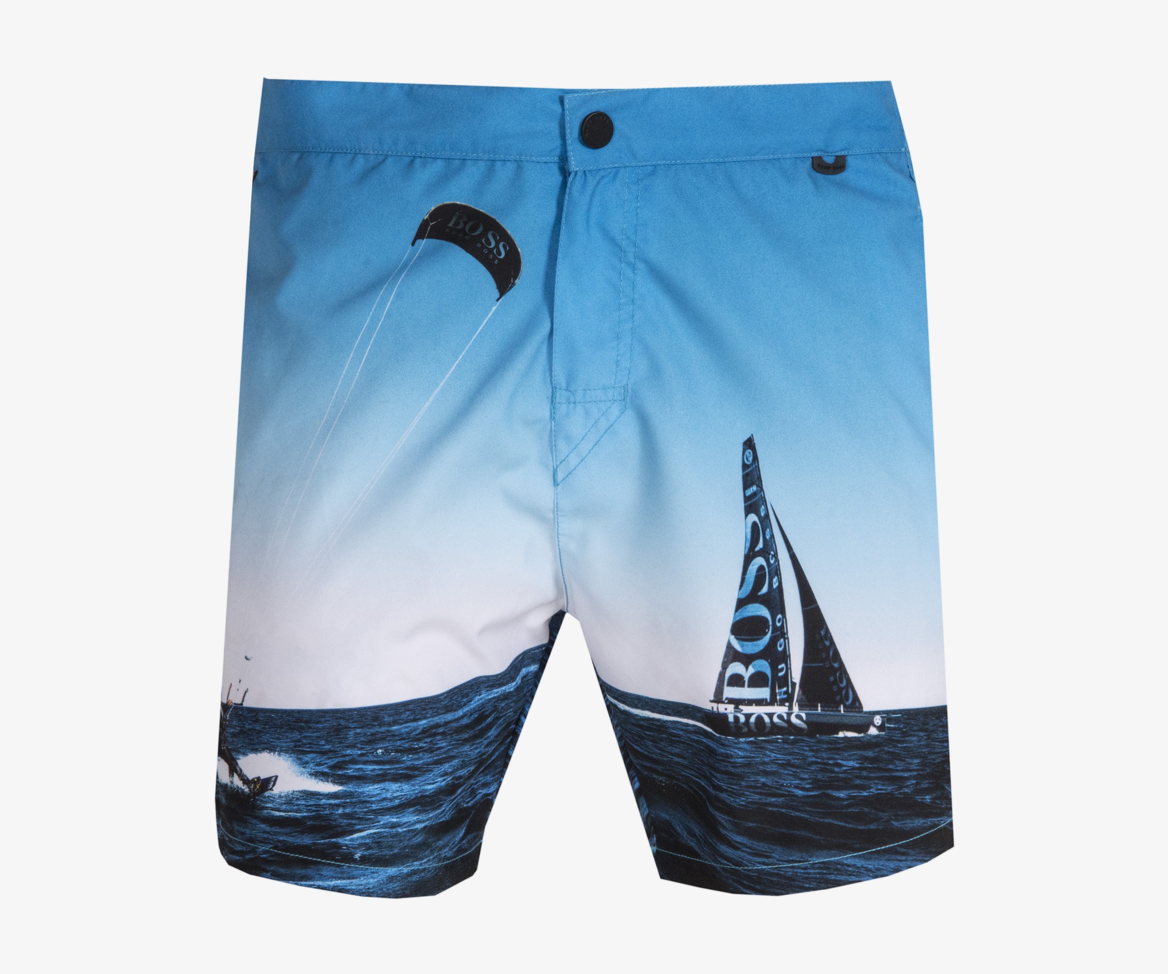 Hugo Boss ’Blackfish’ Swim Shorts With Yacht & Kite Surfing Print
