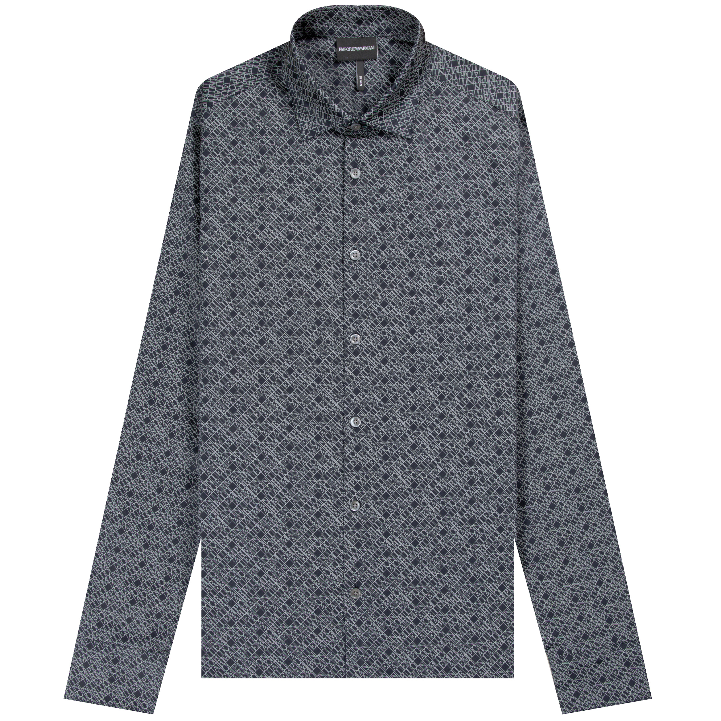 Emporio Armani ’All Over Micro Lettering’ Shirt Navy/White