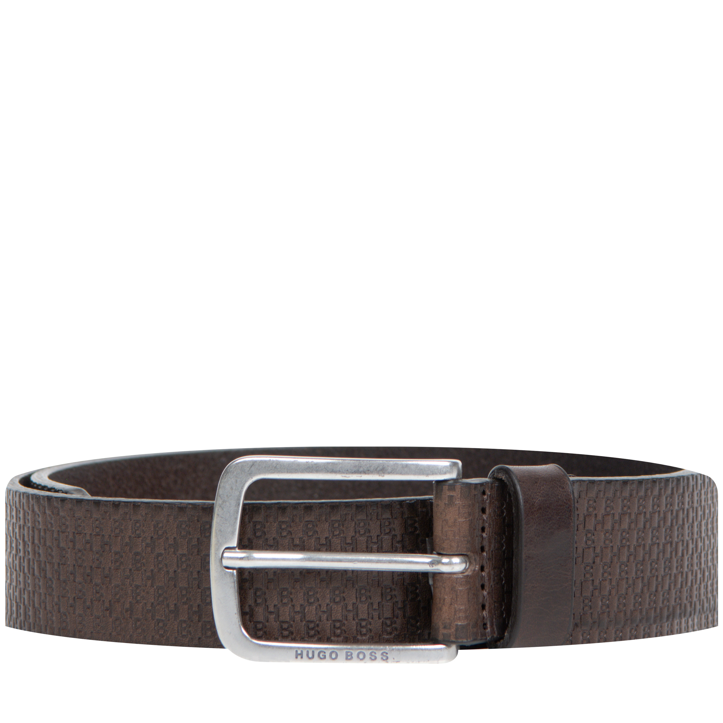 ’Jor HB’ Embossed Leather Belt Dark Brown