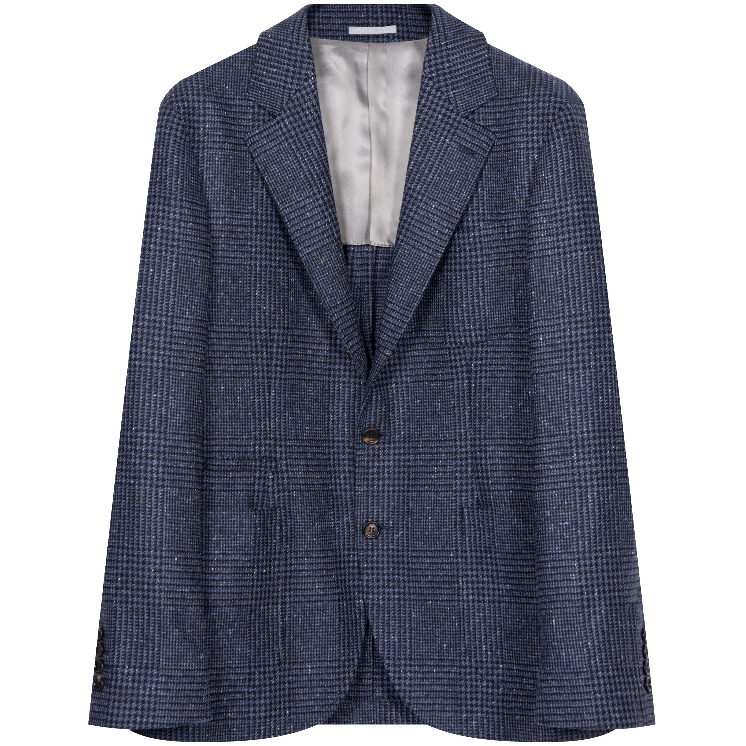 BRUNELLO CUCINELLI ’Prince Of Wales’ Check Unstructured Tailored Jacket Navy