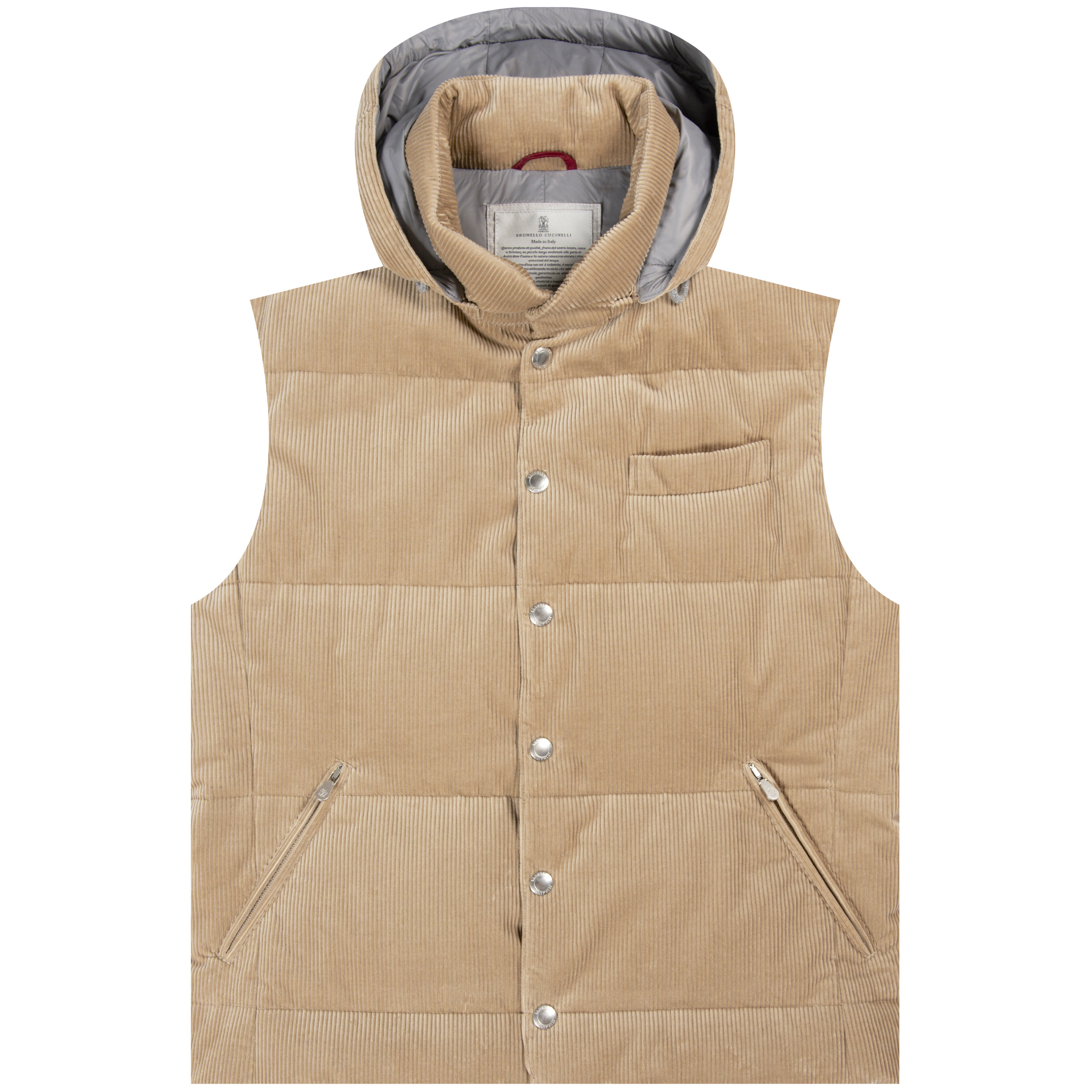 BRUNELLO CUCINELLI ’Hooded’ Corduroy Full Buttoned Gilet