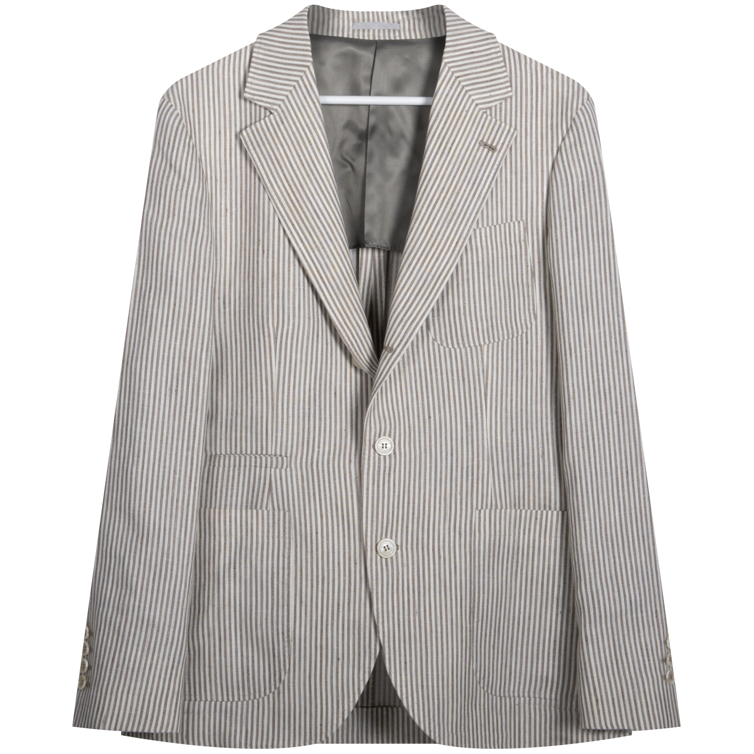 BRUNELLO CUCINELLI ’Bengal Stripe’ Linen SB Blazer Beige/White