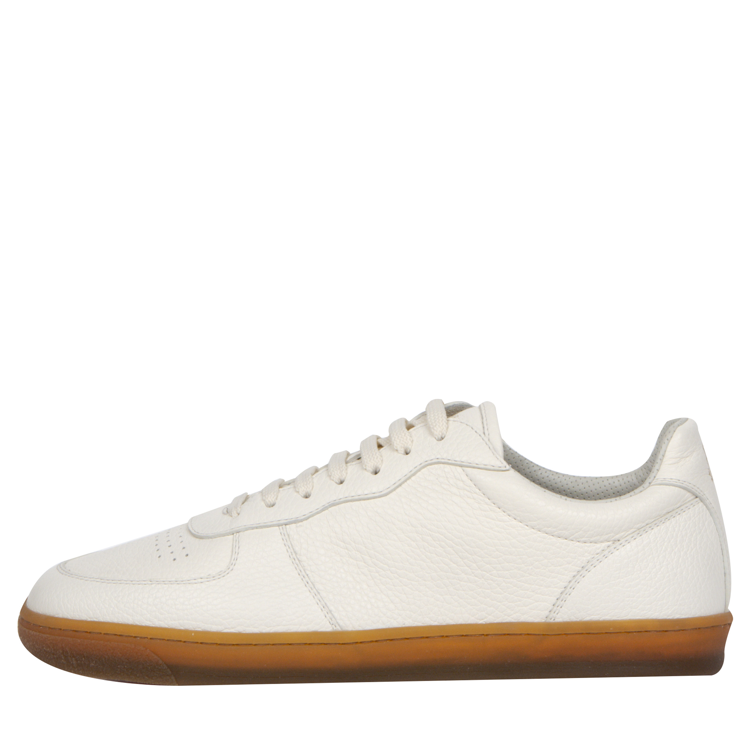 BRUNELLO CUCINELLI Grained Leather Gum Sole Sneakers White