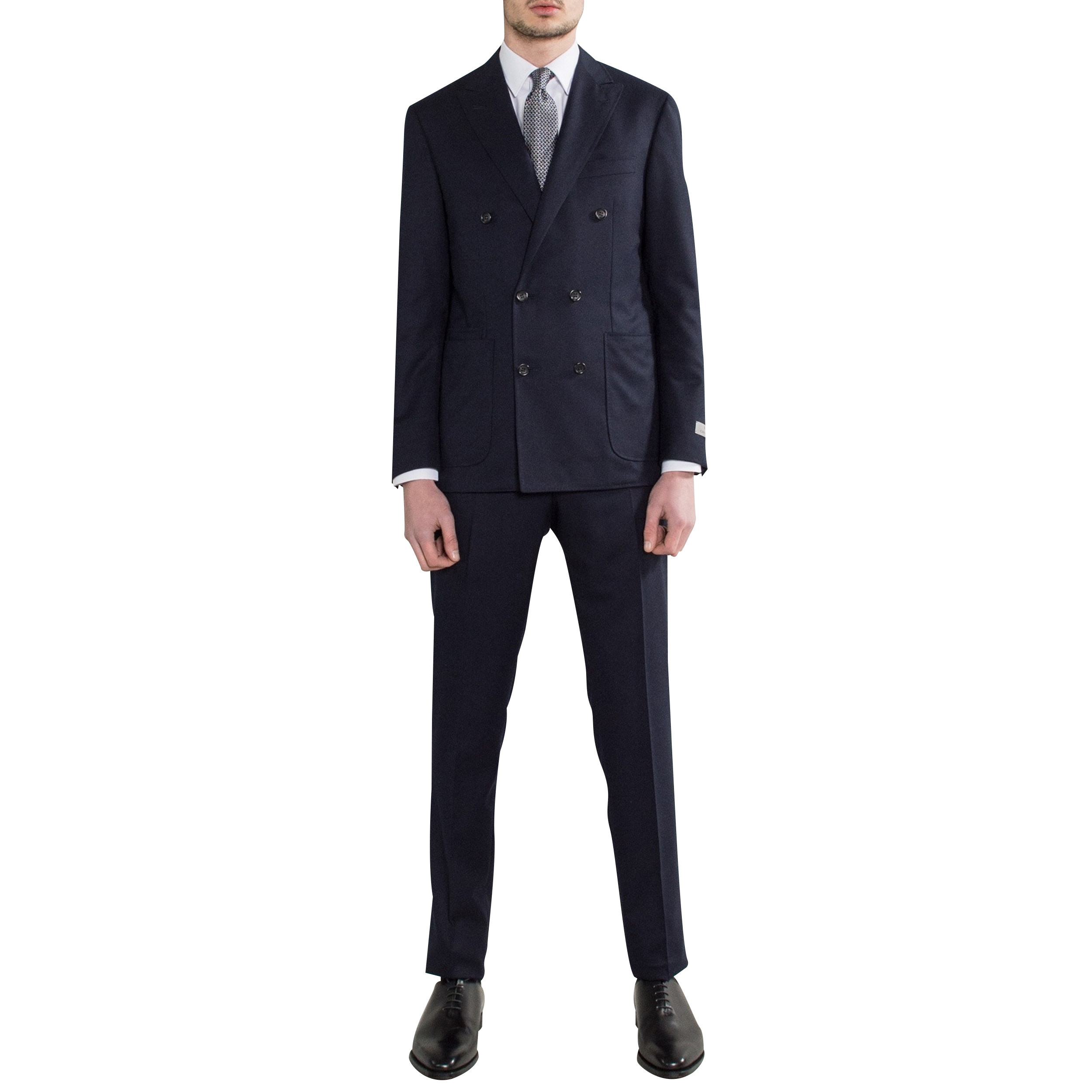 Canali ’Kei Collection’ Slim Fit Double Breasted Flannel Suit Navy