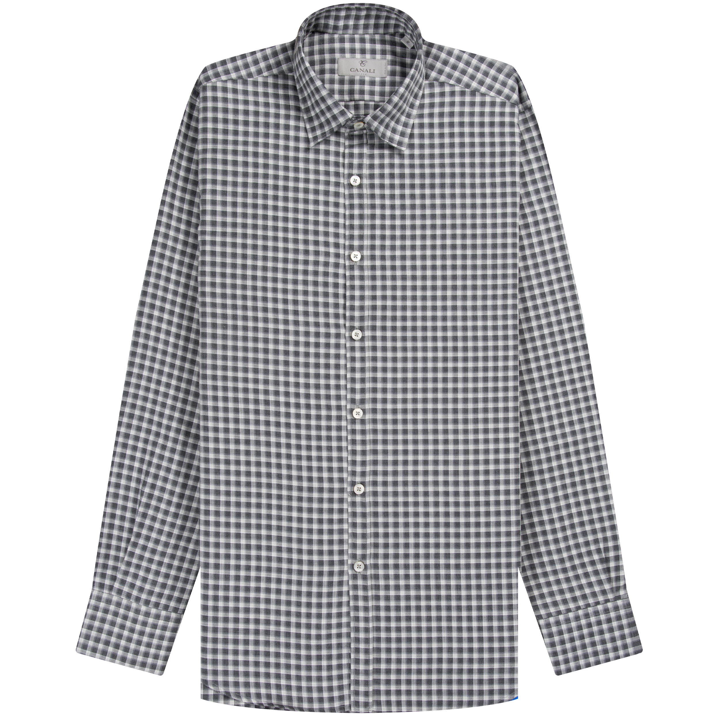 Canali Luxury Flannel Check Shirt Grey