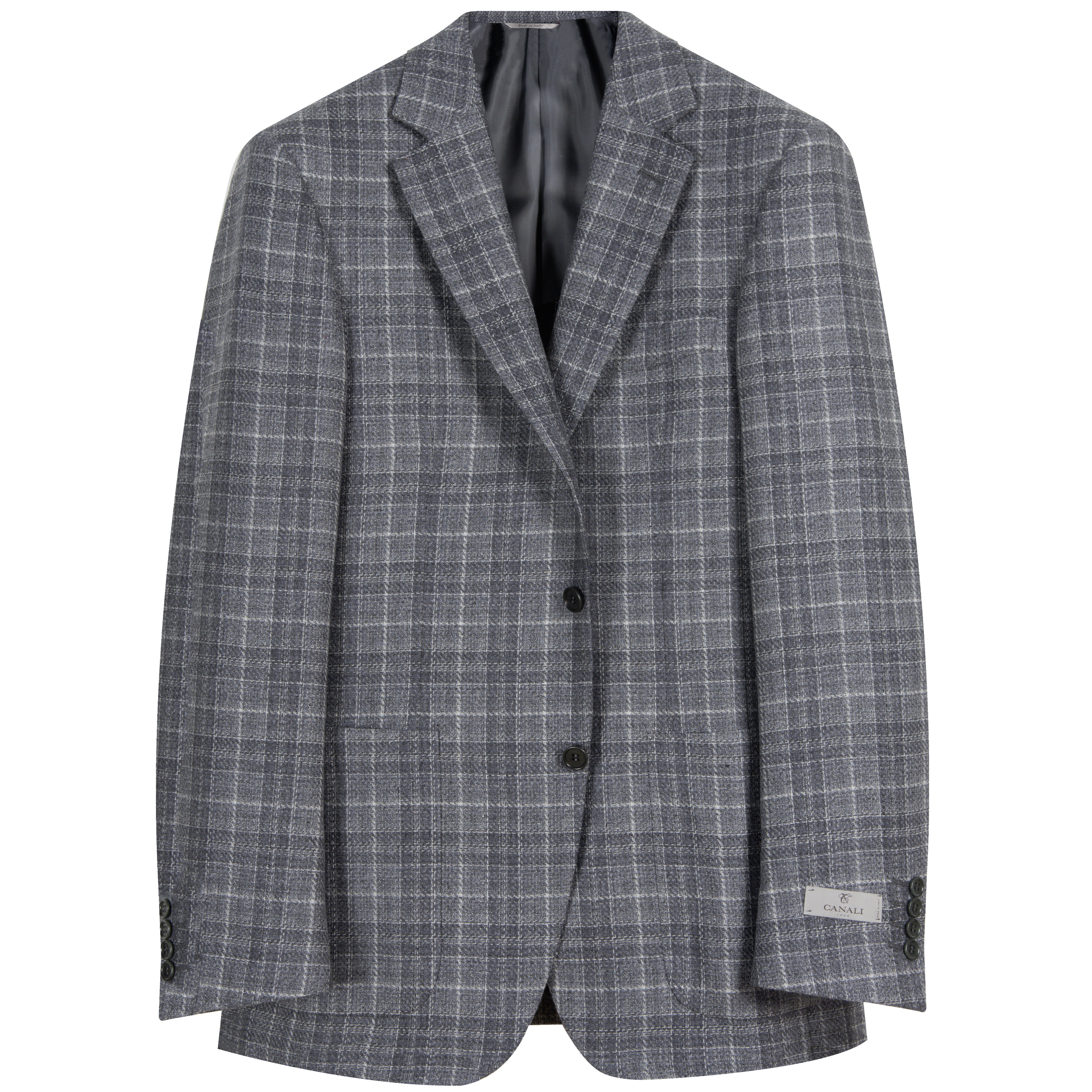 Canali Shadow Check Wool Jacket Grey